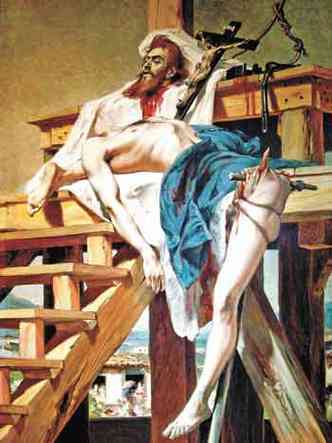 A tela 'Tiradentes esquartejado' foi pintada em 1893 por Pedro Amrico de Figueiredo e Melo