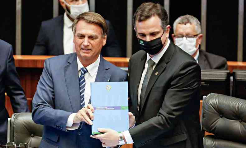 Bolsonaro e Pacheco na reabertura dos trabalhos do Congresso