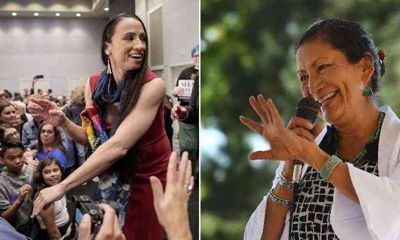 Sharice Davids e Deb Haaland(foto: Whitney Curtis / GETTY IMAGES NORTH AMERICA / AFP / Mark RALSTON / AFP)