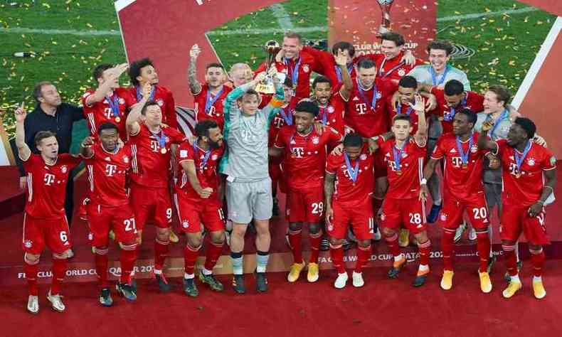 O título do Mundial de Clubes foi o sexto do Bayern em 2020, um feito para poucos(foto: Karim JAAFAR/AFP)