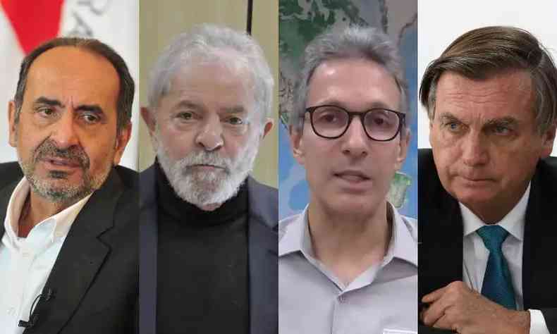 Candidatos a governador e presidente, Kalil, Lula, Zema e Bolsonaro