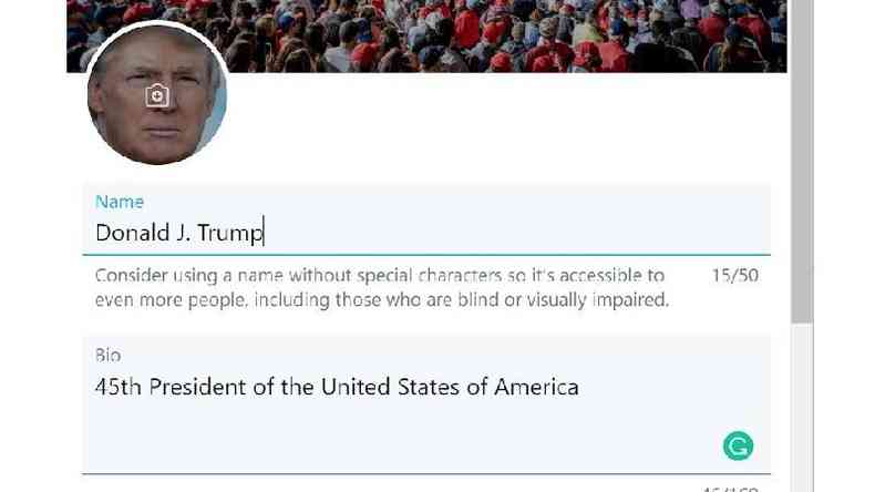 Gevers divulgou captura de tela em que aparentemente poderia editar informaes do perfil de Trump(foto: BBC)