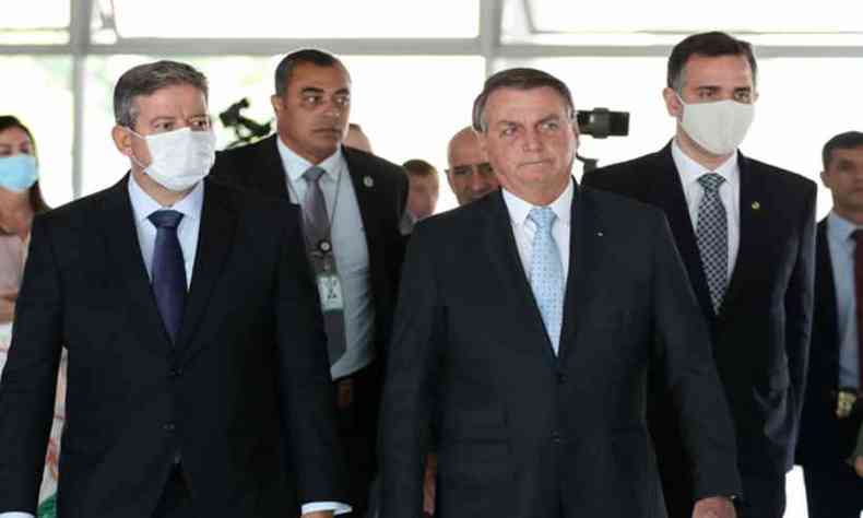 Jair Bolsonaro participou de encontro com os presidentes eleitos da Cmara dos Deputados, Arthur Lira, e do Senado, Rodrigo Pacheco(foto: Marcos Corra/PR)