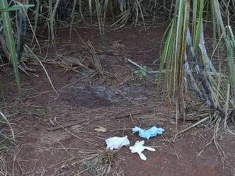 Ao lado do corpo havia uma mochila com material escolar e uma blusa, que foram reconhecidos por familiares como sendo de Gabriela (foto: Polcia Civil/Divulgao )