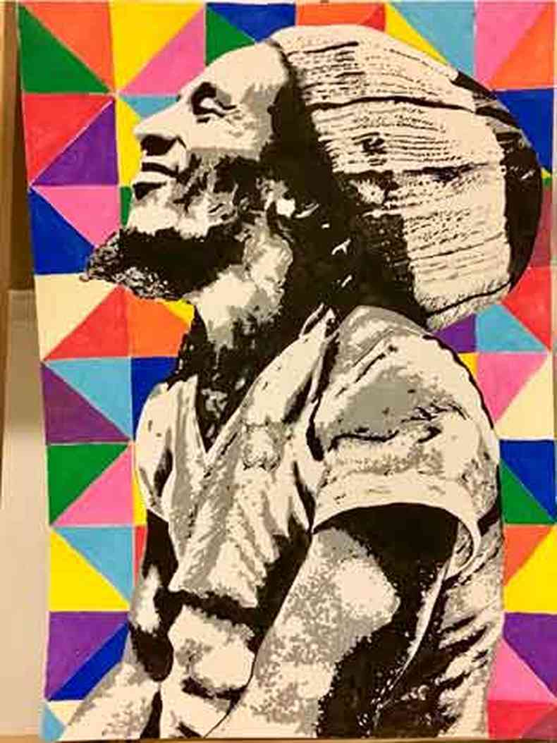 O retrato de Bob Marley de autoria de Rodrigo Caetano Soares, advogado e artista plstico de BH, fez sucesso entre familiares do cantor jamaicano(foto: Rodrigo Soares/Divulgao)