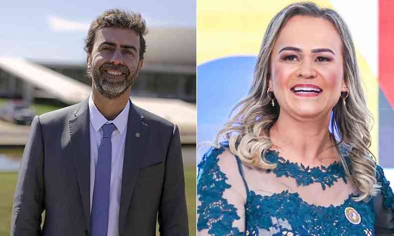 montagem com foto dos rostos de Marcelo Freixo e Daniela, Ministra do Turismo 