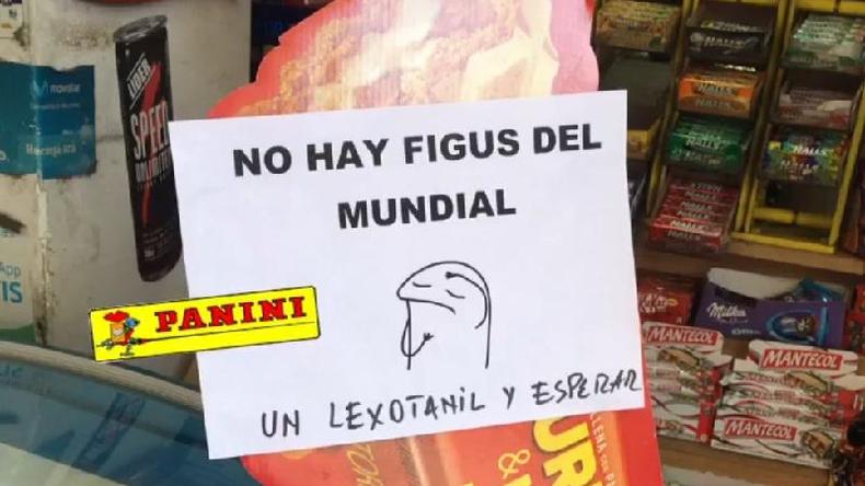 Banca em Buenos Aires com cartaz 'No h figurinhas da Copa -  tomar um Lexotan e esperar'
