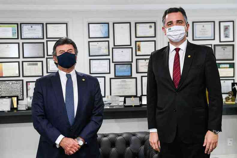 Luiz Fux e Rodrigo Pacheco se encontraram para buscar solues para a crise institucional criada por Bolsonaro(foto: PEDRO GONTIJO/SENADO FEDERAL)