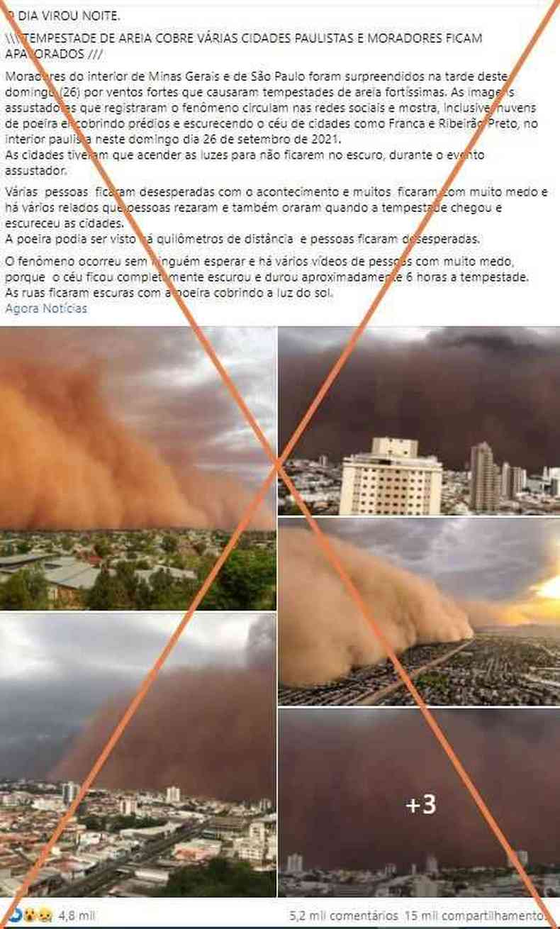 Captura de tela feita em 27 de setembro de 2021 de uma publicao no Facebook ( . / )