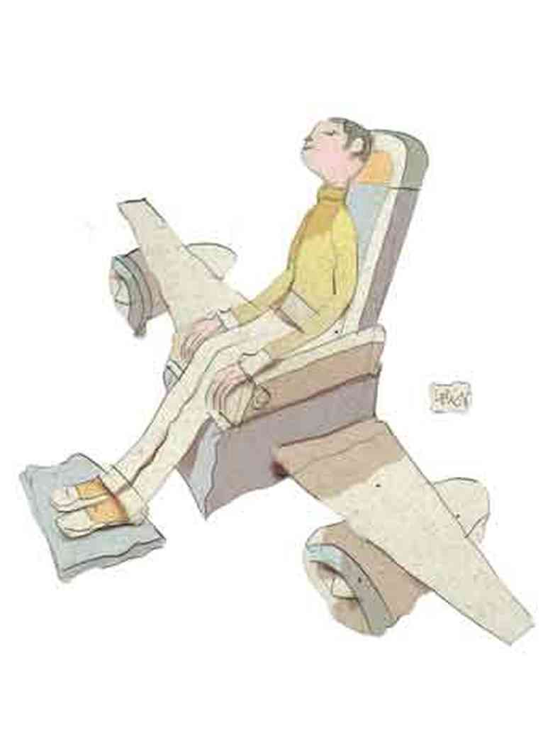 Ilustração de pessoa sentada em poltrona de avião