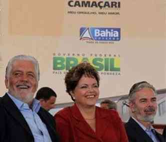 Governador da Bahia, Jacques Wagner (PT), e Dilma Rousseff, em Camaari (foto: Ricardo Stuckert Filho/PR)