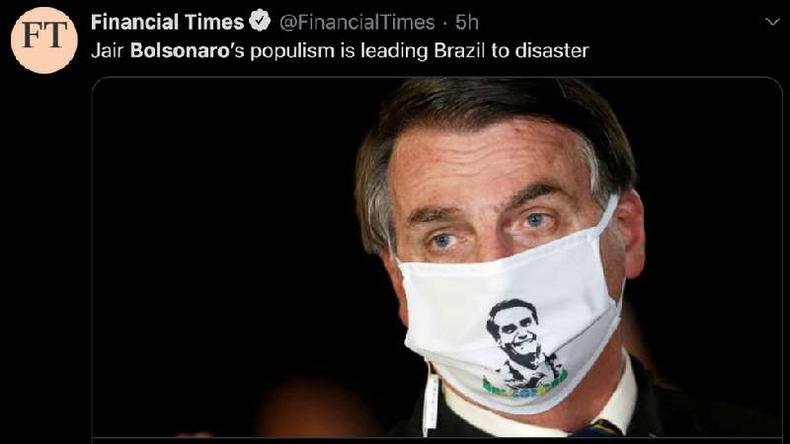 Ve�culos internacionais publicaram textos com duras cr�ticas � resposta do presidente Jair Bolsonaro � crise gerada pelo coronav�rus(foto: Reprodu��o)