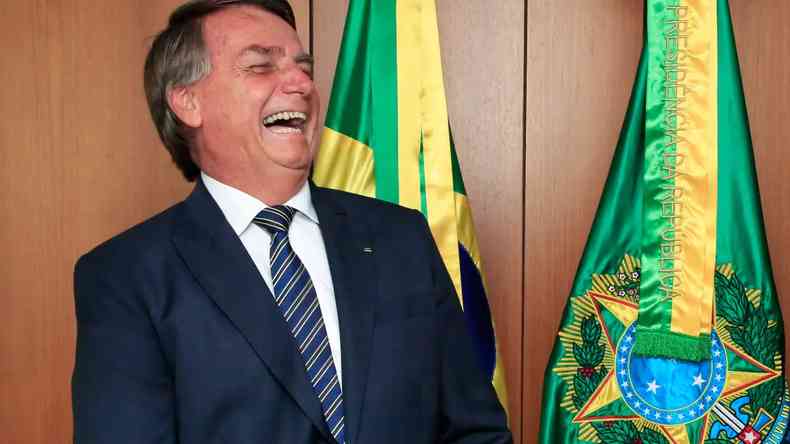 Bolsonaro ri em evento no Palcio do Planalto, quando ainda era presidente
