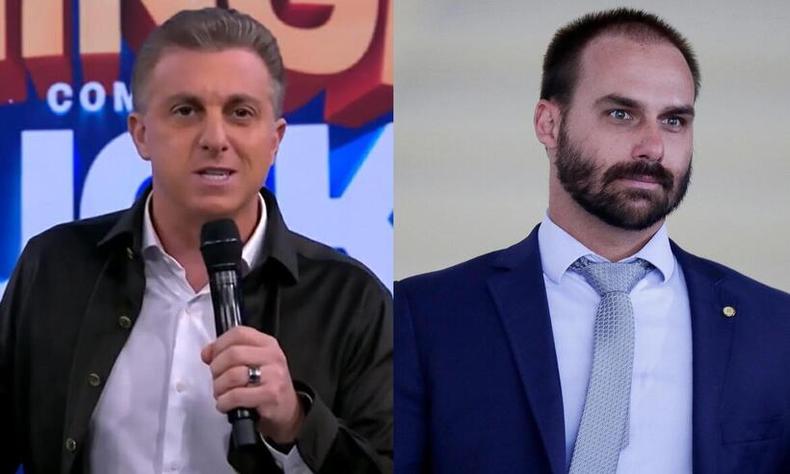 Montagem: Na direita, Eduardo Bolsonaro. Na esquerda, Luciano Huck