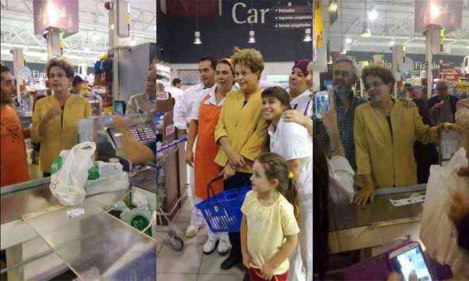 Dilma faz compras em supermercado de Montevidu, no Uruguai, registraram internautas na redes sociais(foto: Reproduo/Facebook)
