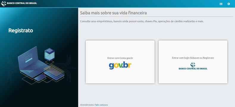 página de login do banco central do brasil