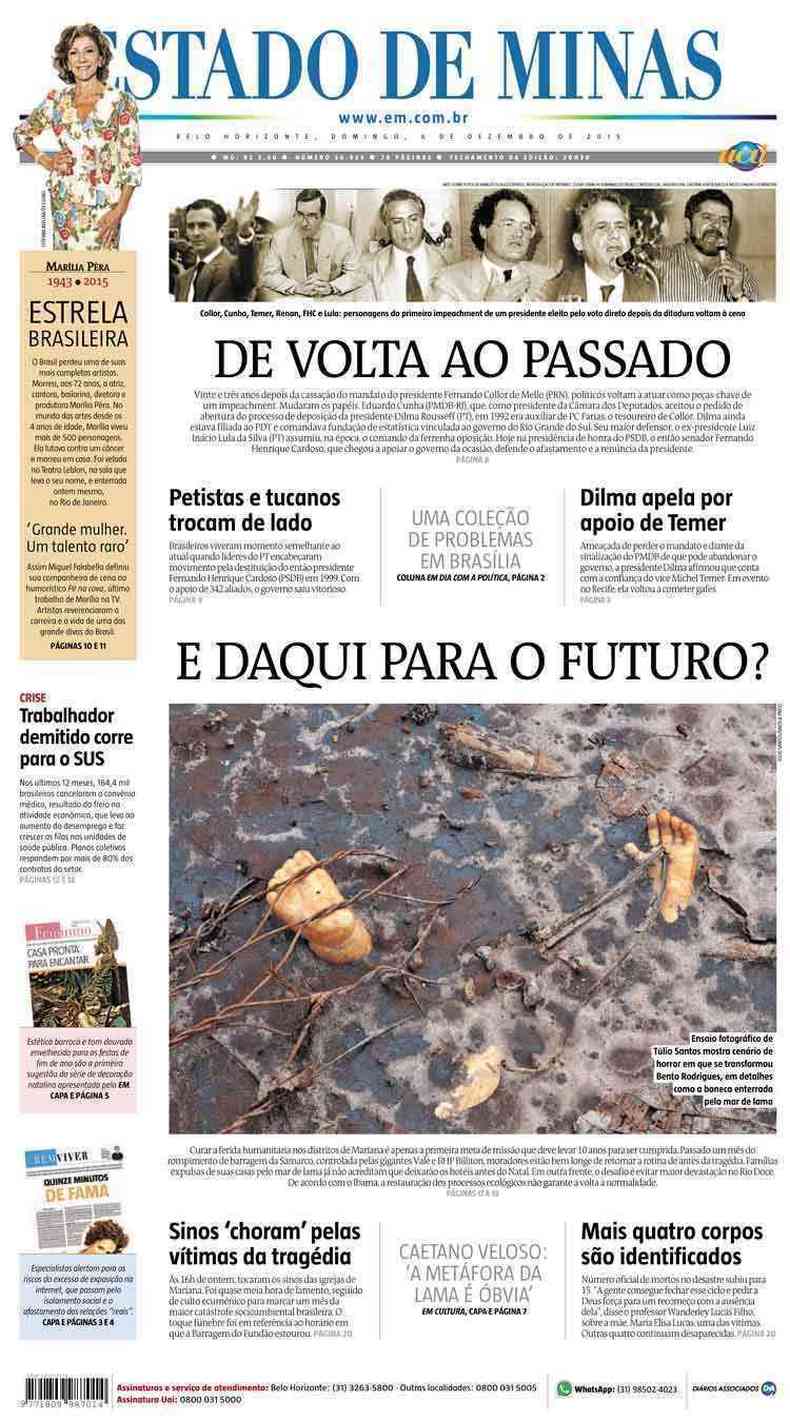 Confira a Capa do Jornal Estado de Minas do dia 09/12/2015