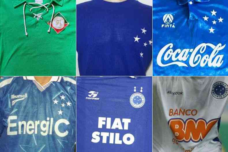 Algumas das camisas emblemticas dos 100 anos de Cruzeiro(foto: Matheus Muratori/EM/D. A. Press; Reproduo/Twitter Manto de Glrias; Reproduo/Sportsretro; Jorge Gontijo/EM/D. A. Press; Divulgao/Universal Records; Marcos Michelin/EM/D. A. Press)