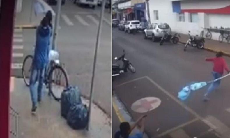 Câmeras de segurança mostraram o momento em que o suspeito atira contra a cabeça da vítima(foto: Reprodução) Câmeras de segurança mostraram o momento que o suspeito atira contra a cabeça da vítima, por trás, e depois tenta atirar contra a ex-companheira, mas a arma teria falhado