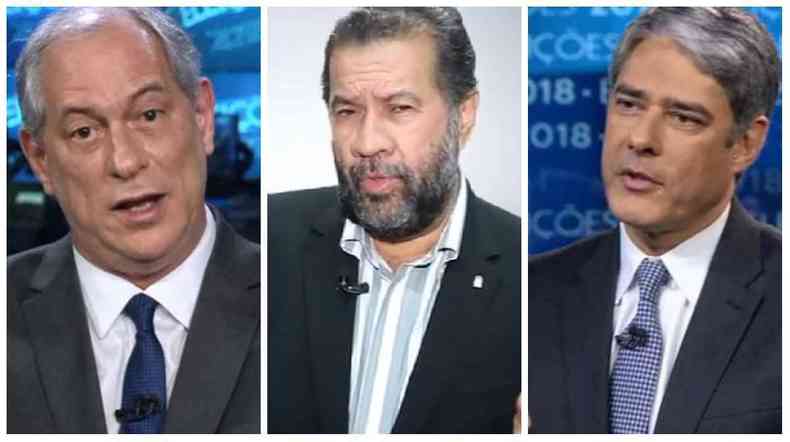 Ciro, Lupi e Bonner(foto: Reproduo/ Tv Globo e PDT)