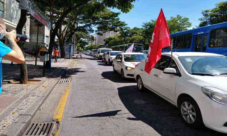 Carreata ocorreu na manhã desta quarta-feira (24/3) em Belo Horizonte(foto: Sitraemg/Divulgação)