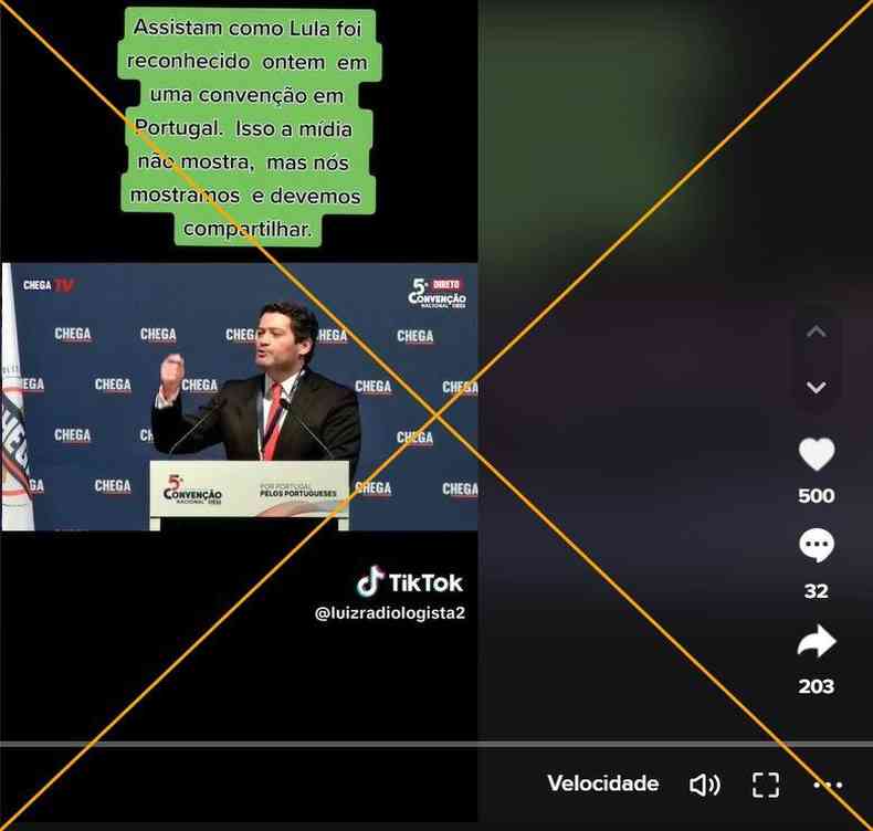 Captura de tela feita em 27 de abril de 2023 de uma publicao no TikTok