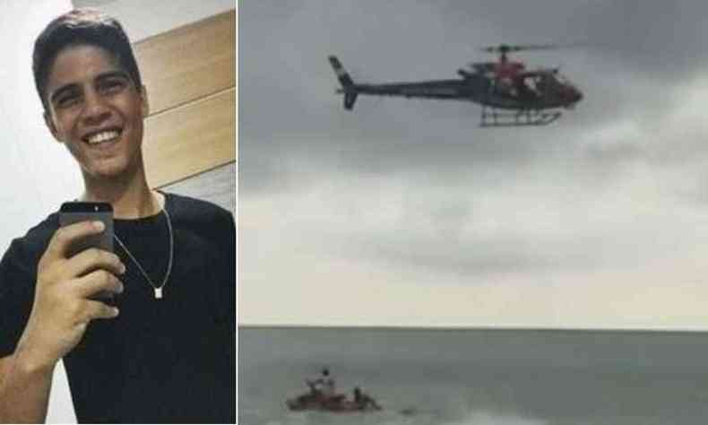 Miguel Brendo, de 21 anos,  o nico sobrevivente da queda do helicptero da Globo(foto: Facebook/Reproduo e TV Globo/Reproduo)