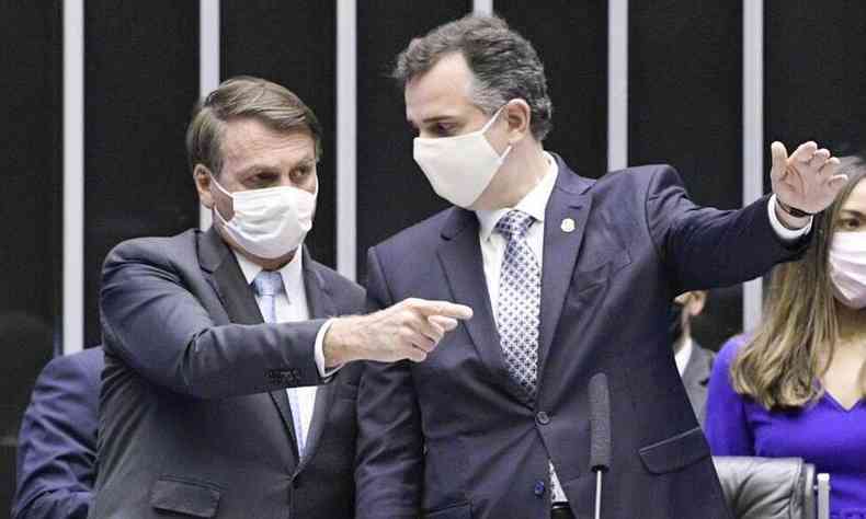 Presidente Jair Bolsonaro (sem partido) e presidente do senado Rodrigo Pacheco (DEM-MG)(foto: Agncia Senado)