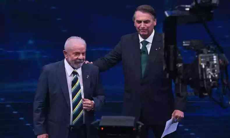 Lula e Bolsonaro em debate na TV Bandeirantes