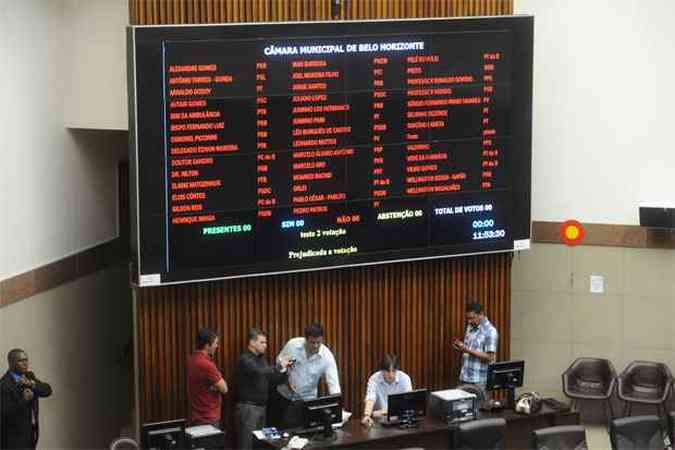 Peritos examinaram os terminais de votao e o painel da Cmara(foto: Leandro Cury/EM/D.A Press)