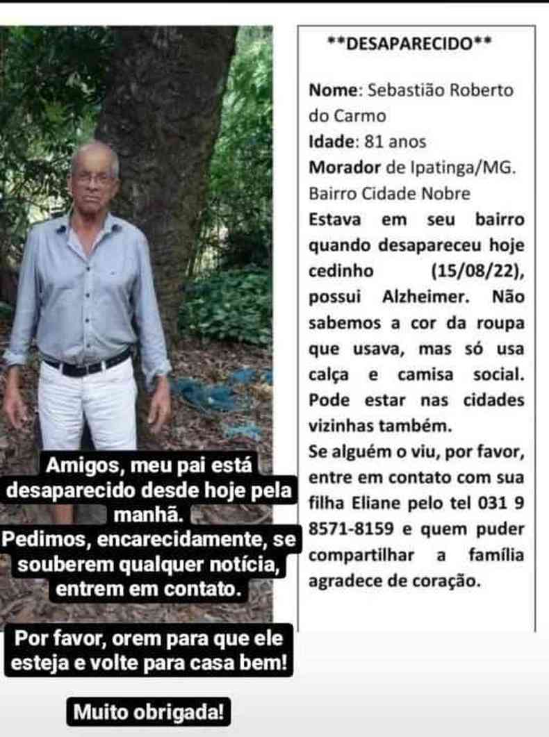 Post sobre o desaparecimento de Sebastio