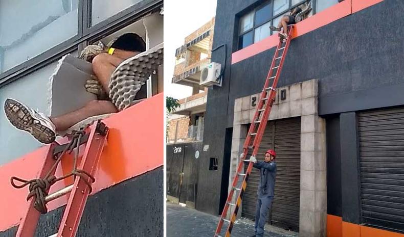 Momento do resgate em boate no Centro de BH(foto: Bombeiros/ Reproduo)