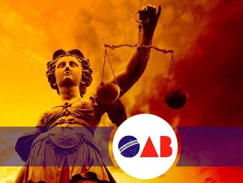 Est�tua da Justi�a e logomarca da OAB