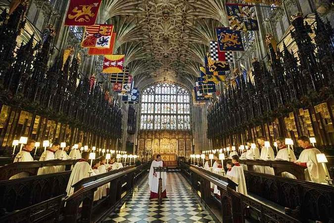 A capela de São Jorge, no Castelo de Windson testemunhou cerimônias de casamentos e funerais(foto: Steve Parsons/AFP) A capela de São Jorge, no Castelo de Windson testemunhou cerimônias de casamentos e funerais(foto: Steve Parsons/AFP)