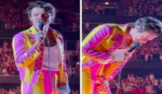 VDEO: Harry Styles  atingido por garrafa na virilha durante show