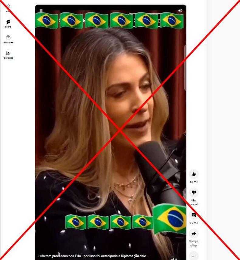 Captura de tela feita em 16 de dezembro de 2022 de uma publicao no YouTube Shorts