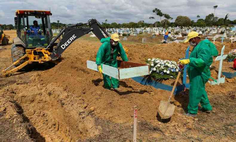 Enterros de vtimas de COVID-19 em Manaus/AM em 08/01/2021(foto: Michael Dantas/AFP)