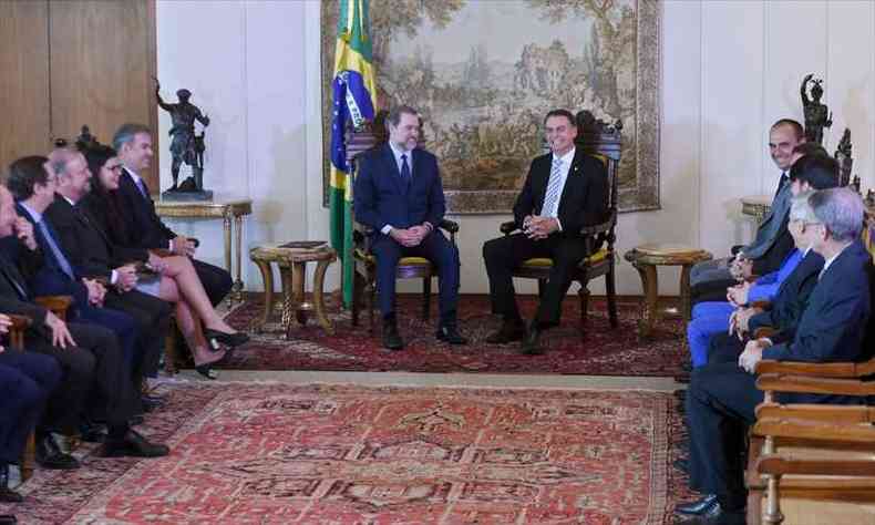 O presidente eleito Jair Bolsonaro se reuniu na manh desta quarta-feira com o presidente do STF, Dias Toffoli(foto: Evaristo S / AFP)