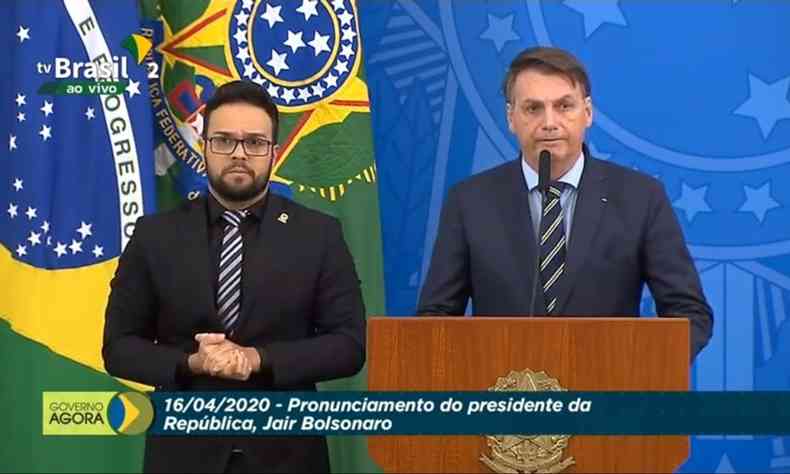 Presidente Jair Bolsonaro confirmou, em pronunciamento, a demisso de Luiz Henrique Mandetta(foto: Reproduo/TV Brasil)
