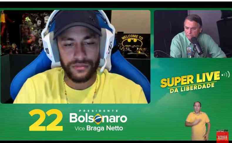 Neymar e Bolsonaro na live pela liberdade