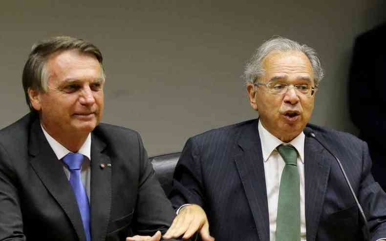 O presidente da Repblica, Jair Bolsonaro e o ministro da Economia, Paulo Guedes