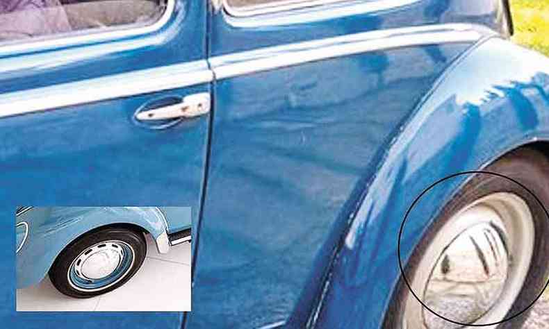 As rodas do Fusca 1955 so fechadas, ou seja, no trazem aqueles orifcios que ajudam a refrigerar o sistema de freios