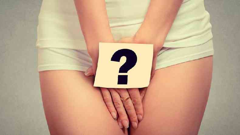 Sinal de interrogação na área genital feminina