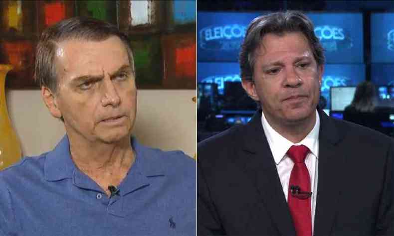 Em simulação de segundo turno, Jair Bolsonaro venceria Fernando Haddad, caso a eleição fosse hoje(foto: EM/D.A press/ Reprodução)