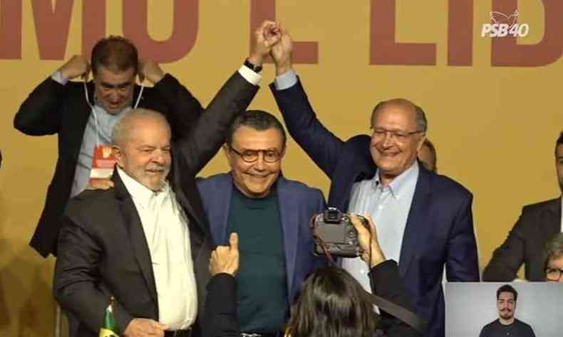 Lula e Alckmin na conveno do PSB