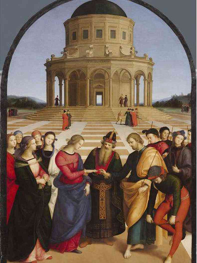 Pintura do casamento de Maria e Jos, por Rafael