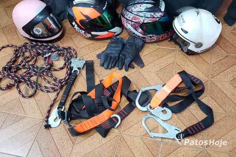 Equipamentos de rapel foram utilizados em 15 furtos, em Patos de Minas (foto: Polcia Civil/Divulgao)