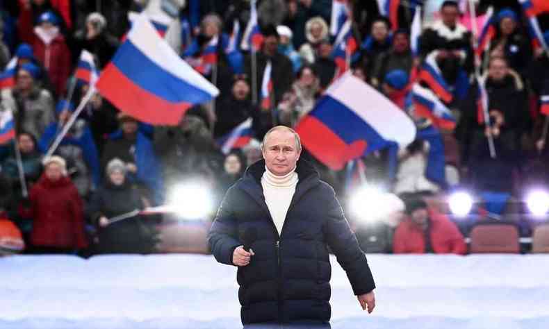 Valdimir Putin, presidente da Rússia, durante cerimônia em Moscou, em 18 de março