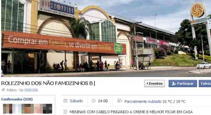 Evento estava marcado para acontecer no prximo sbado em shopping de Contagem(foto: Reproduo Facebook)