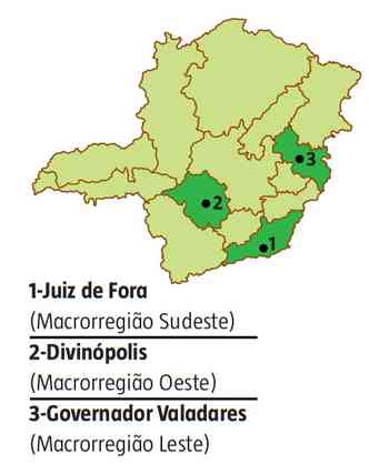 Mapa Juiz de Fora, Divinpolis, Governador Valadares